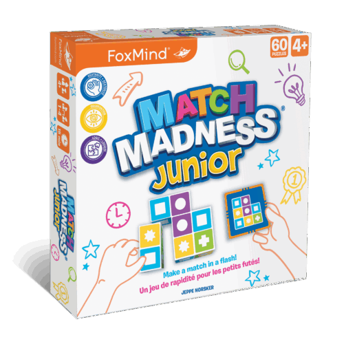 Match Madness Junior game with 60 colorful brainteasers for ages 4 and up.