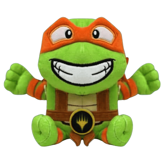 MTG ARTY Deck Box with Michelangelo, the ninja turtle, wearing an orange mask and smiling.