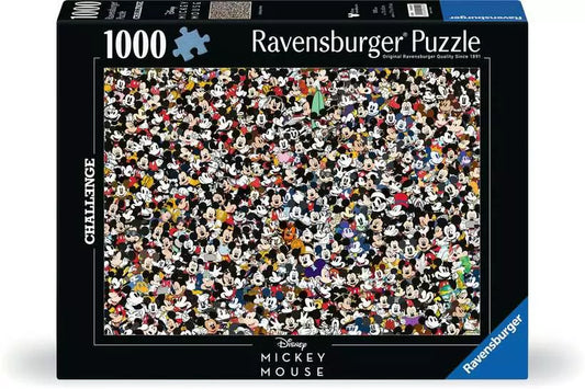 Ravensburger Mickey Challenge Puzzle, 1000 pieces, featuring a collage of expressive Mickey Mouse faces.