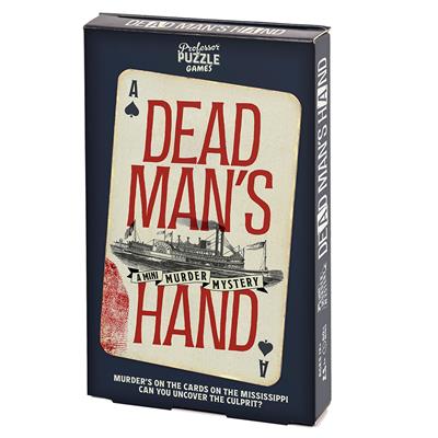 Mini Dead Mans Hand Game box, murder mystery puzzle edition with steamboat and playing card motifs.