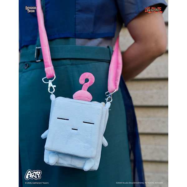 Gray Yu-Gi-Oh ARTY Bag - Mokey Mokey deckbox shaped like a sleeping cube with a pink question mark.