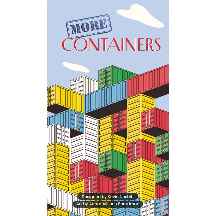 Shipping containers stacked, labeled “More Containers” for trucking expansion.
