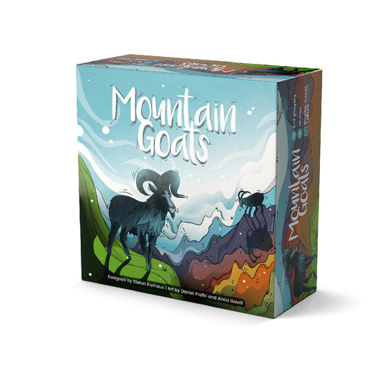 Mountain Goats board game box featuring illustrated goats and mountain scenery.