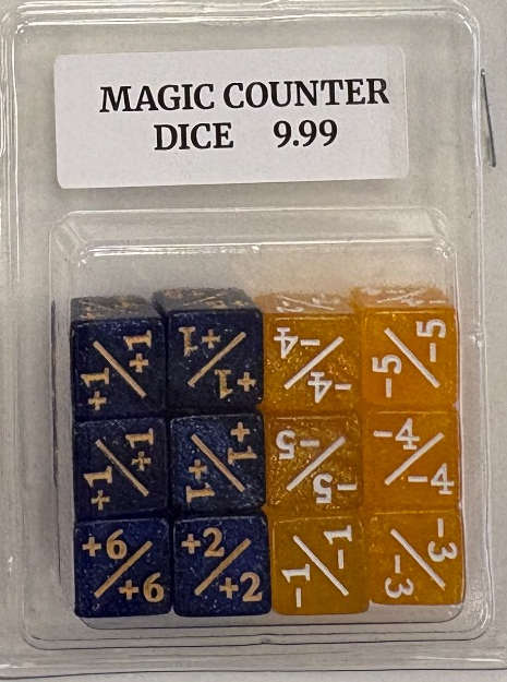 12mm MTG counter dice, 12-pack, blue and yellow