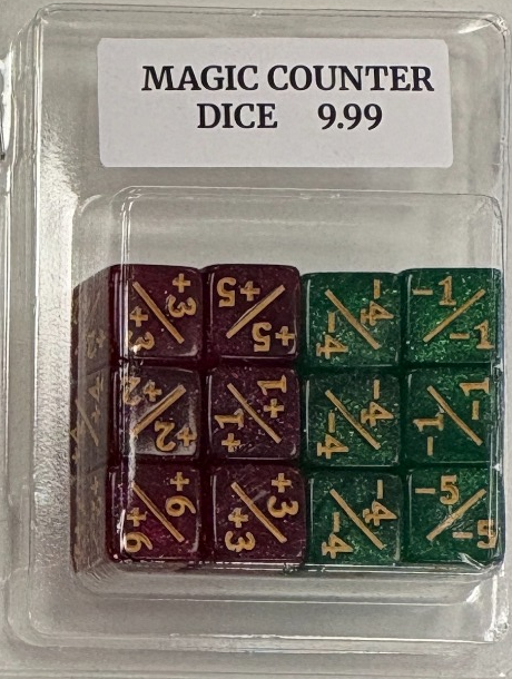 12mm MTG counter dice, 12-pack, burgundy and green