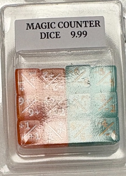 12mm MTG counter dice, 12-pack, orange and teal