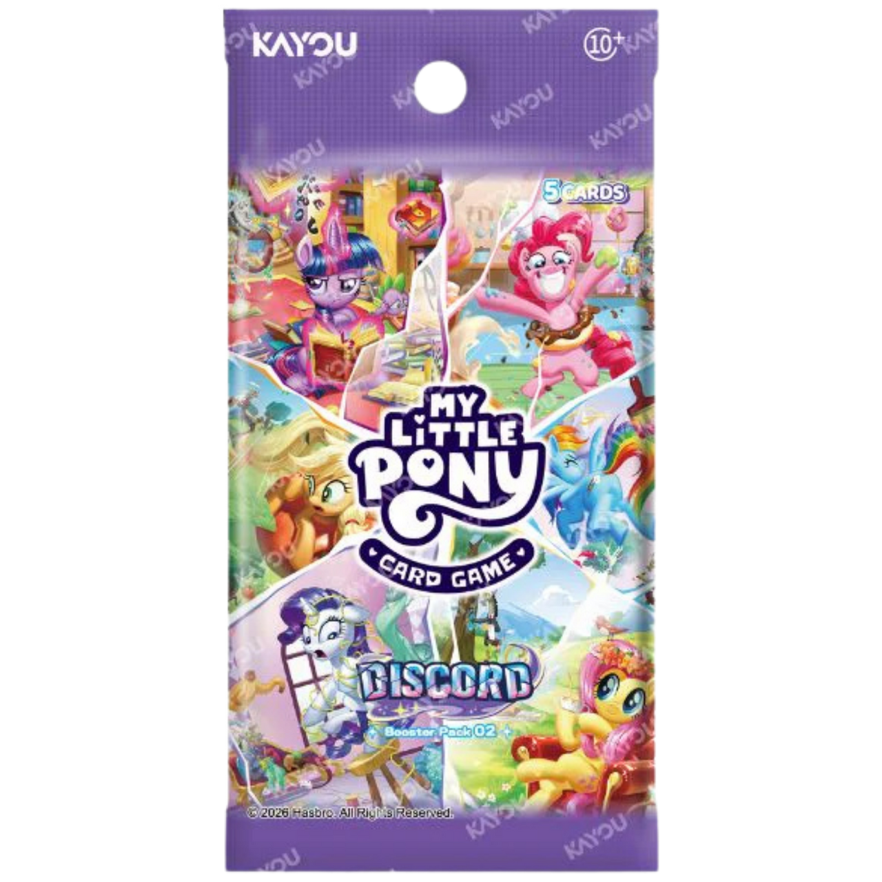 My Little Pony TCG: Discord Booster Display with collectible pony cards.