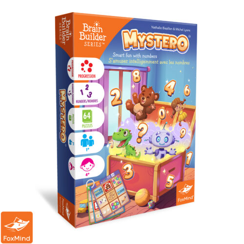 Mystero game box featuring cartoon animals, numbers, and math symbols.