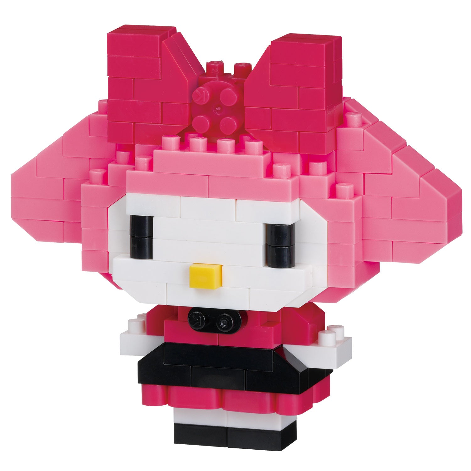 Sanrio Nanoblock My Melody Dress Up figure, pink and white with a big bow, Character Collection Series.