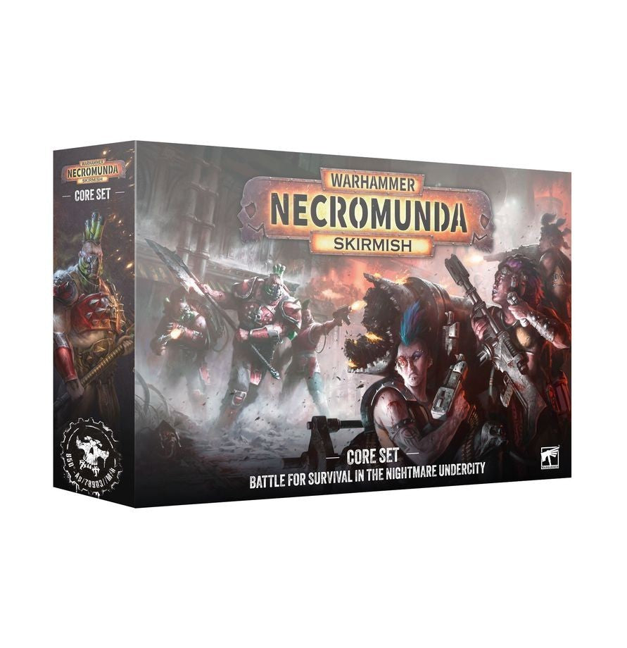 Necromunda Skirmish Core Set with Escher and Goliath miniatures.