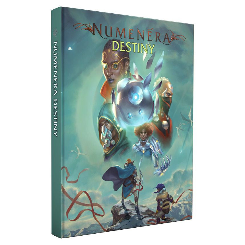 Numenera: Destiny game cover featuring futuristic figures and a glowing orb in the Ninth World landscape.