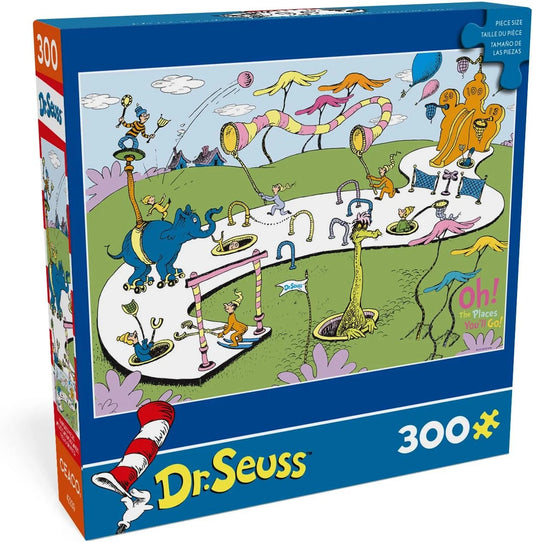 Oh the Places Youll Go 300-piece puzzle with Dr. Seuss characters and colorful box art.