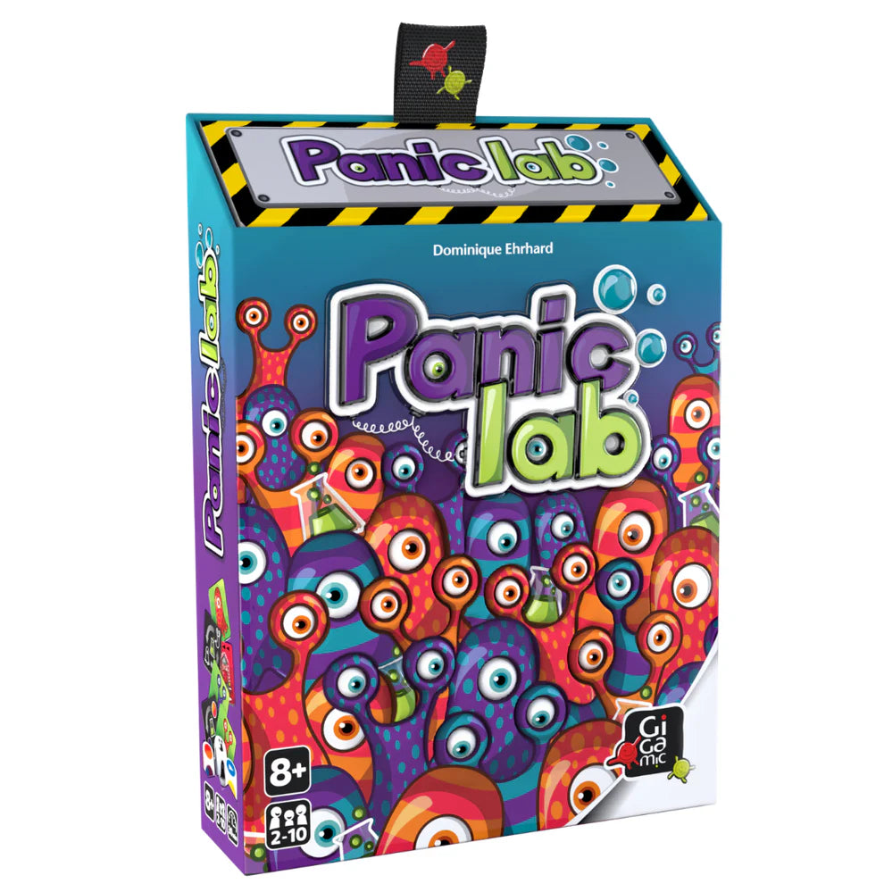 Panic Lab board game box with cartoon monster illustrations on the packaging.