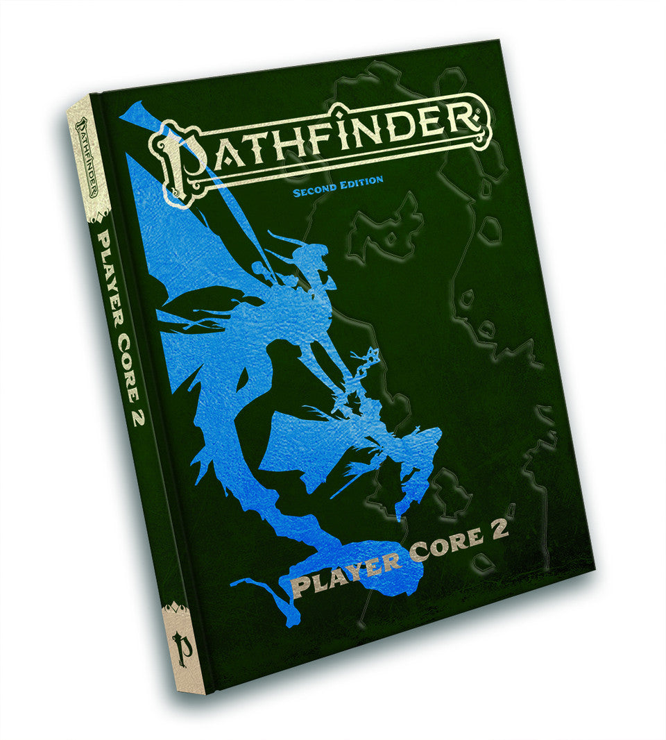 Pathfinder 2nd Edition: Player Core 2 green hardcover with blue adventurer silhouette on the cover.