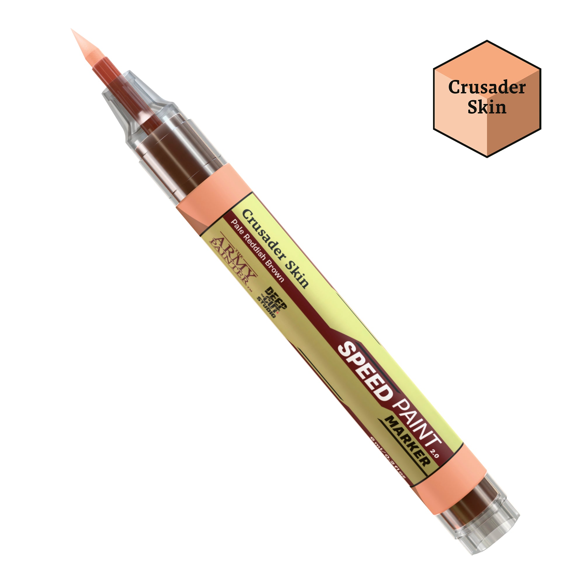 Speedpaint Marker Crusader Skin, brown-orange with clear cap, shown beside its matching color swatch.