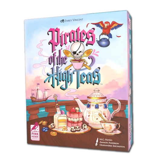 Pirates of the High Teas board game box featuring pirate and tea party theme on a ship.