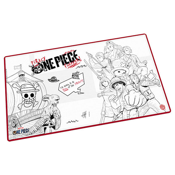 Playmat, Netflix One Piece Sketch variant, with black and white character art, series logo, and red border.