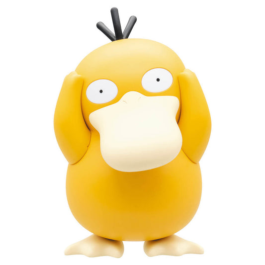 Pokemon Model Kit Psyduck, yellow cartoon figure with wide eyes, hands on head, surprised expression.