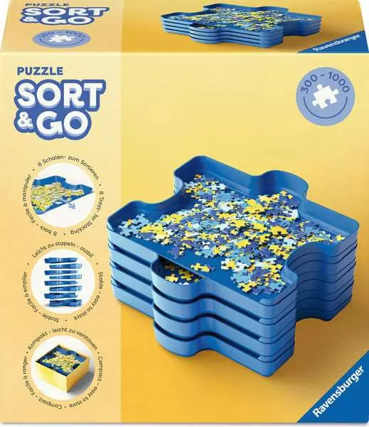 Puzzle Sort & Go stackable organizer trays for puzzle pieces.