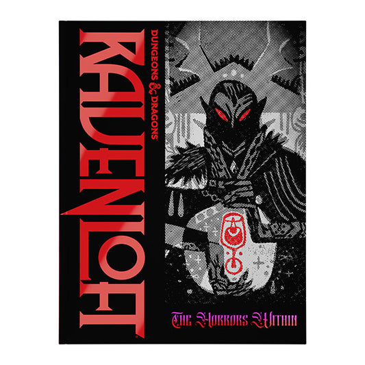 D&D 5e: Ravenloft—The Horrors Within, Alt Cover edition featuring a dark armored figure with red eyes and a shield.