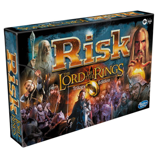 RISK: Lord of the Rings Edition board game with movie characters shown on the box.