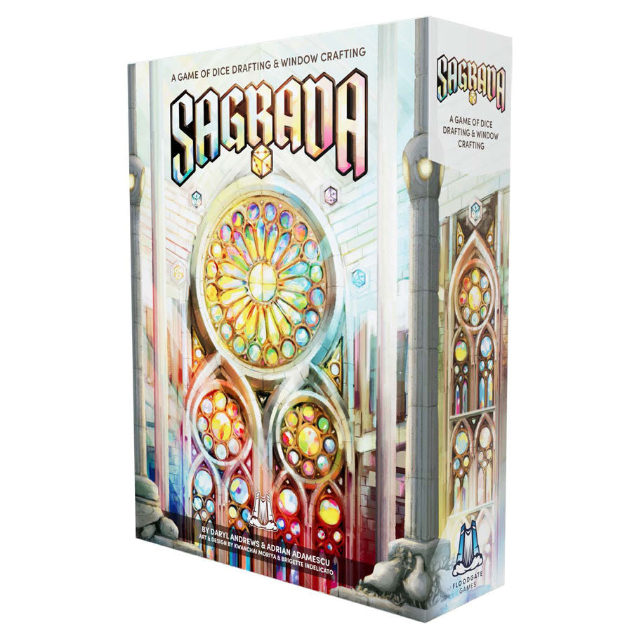 Sagrada (Refresh) game box featuring stained glass window artwork on the front.