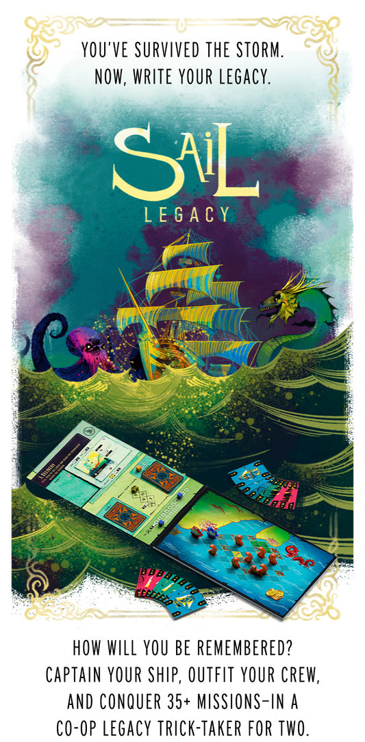 Sail: Legacy (Standard) board and card game featuring cooperative ship battles with a sea dragon and kraken.