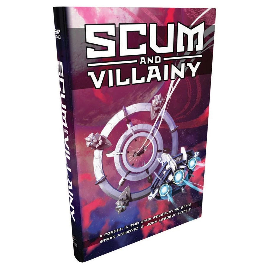 Scum and Villainy RPG cover featuring a starry purple space station.