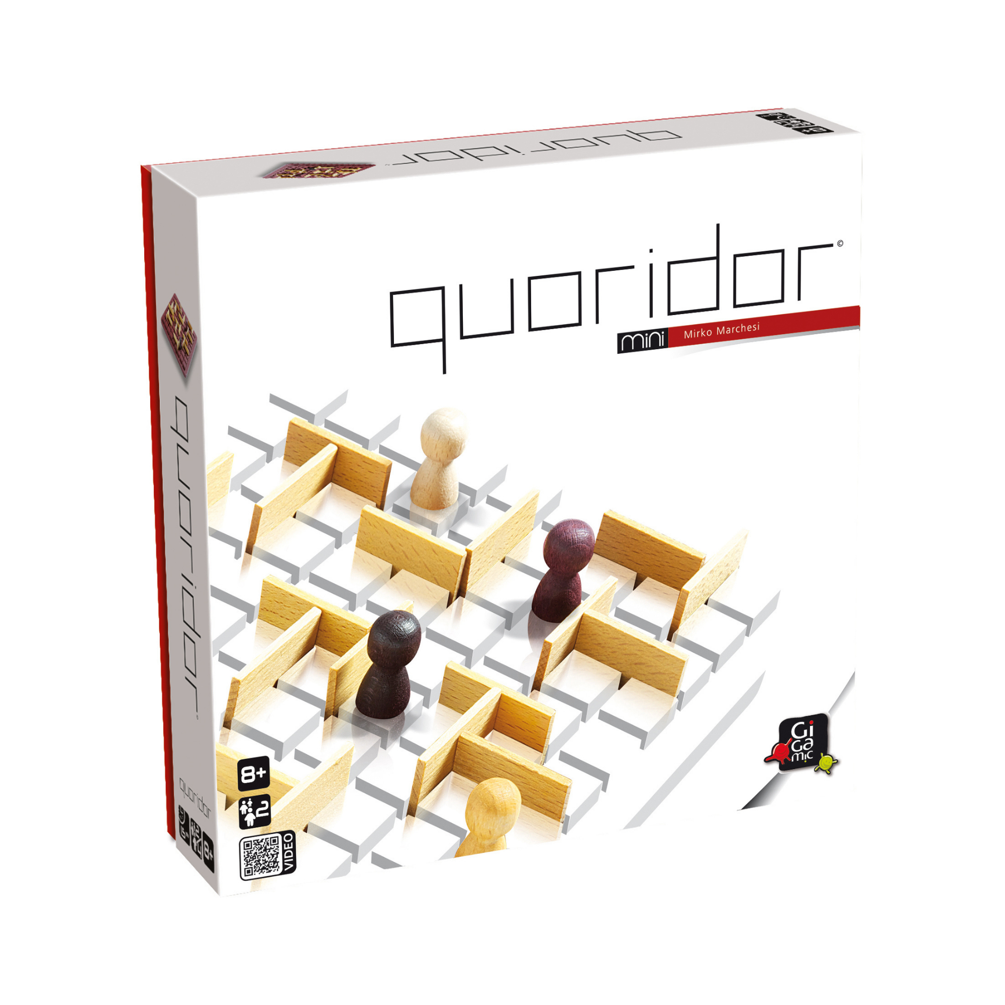 Quoridor Mini abstract strategy game with pawns and wooden walls, suitable for ages 8 and up.