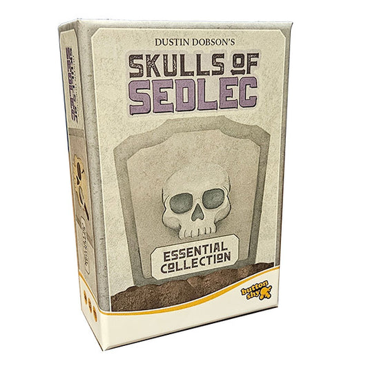 Box for Skulls of Sedlec Essential Edition, a skull-stacking game with tombstone-inspired design.
