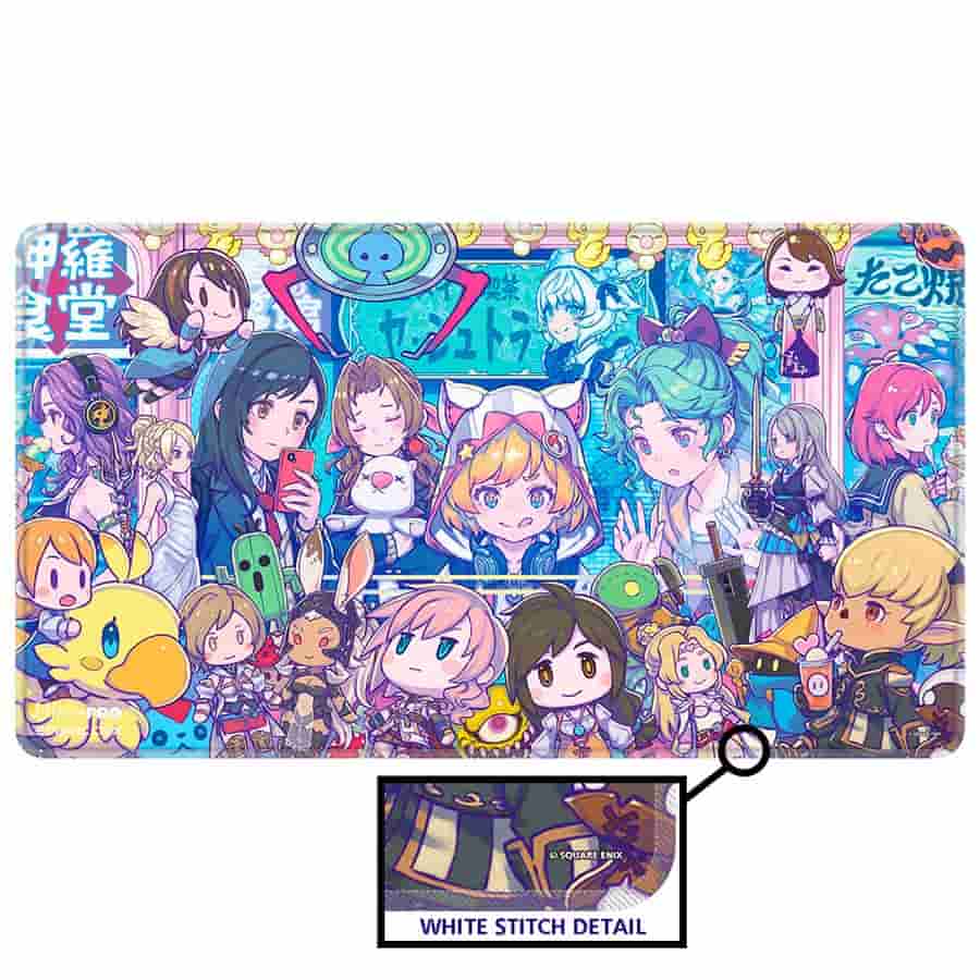 ULTRA PRO Final Fantasy SQKawaii Sounds Playmat featuring anime characters and white corner stitching.