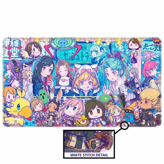 ULTRA PRO Final Fantasy SQKawaii Sounds Playmat featuring anime characters and white corner stitching.