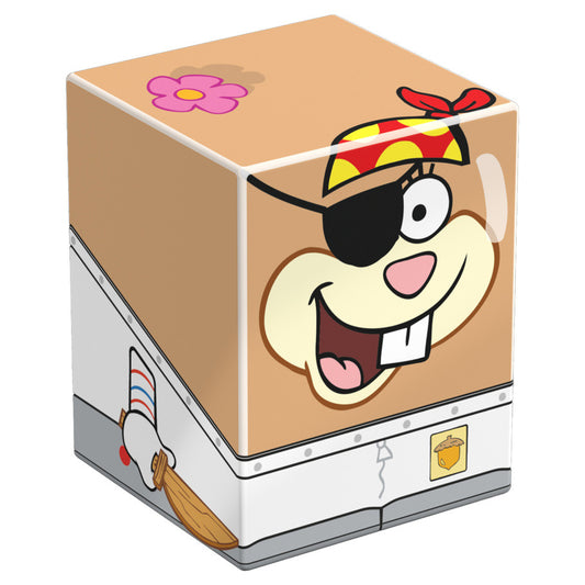 The Squaroes Deck Box, Pirate Sandy variant, cube-shaped with cartoon squirrel face, eyepatch, red bandana, and flower.