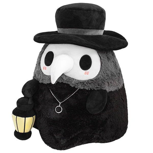 Squishable Plague Doctor plush with black hat, cloak, and a glow-in-the-dark lamp.