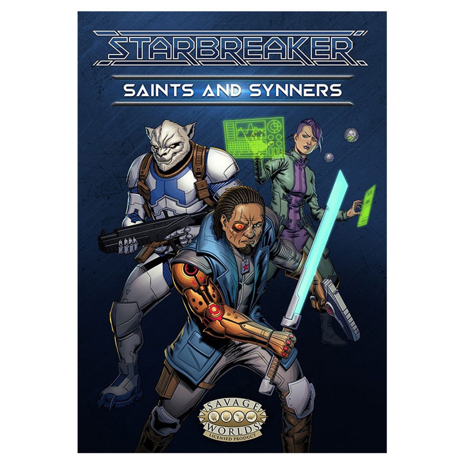 Savage Worlds: Starbreaker: SAINTS and Synners cover featuring criminal syndicates on the Rim Worlds.