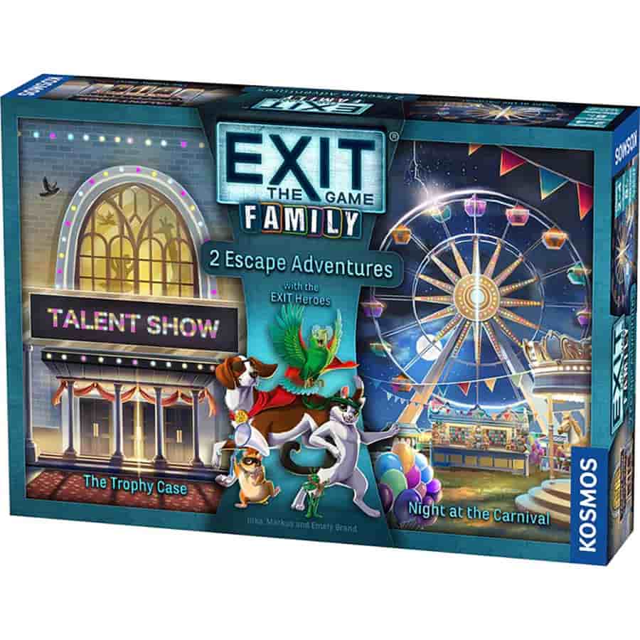EXIT Family: Two Escape Adventures includes The Trophy Case and Night at the Carnival games for kids and families.