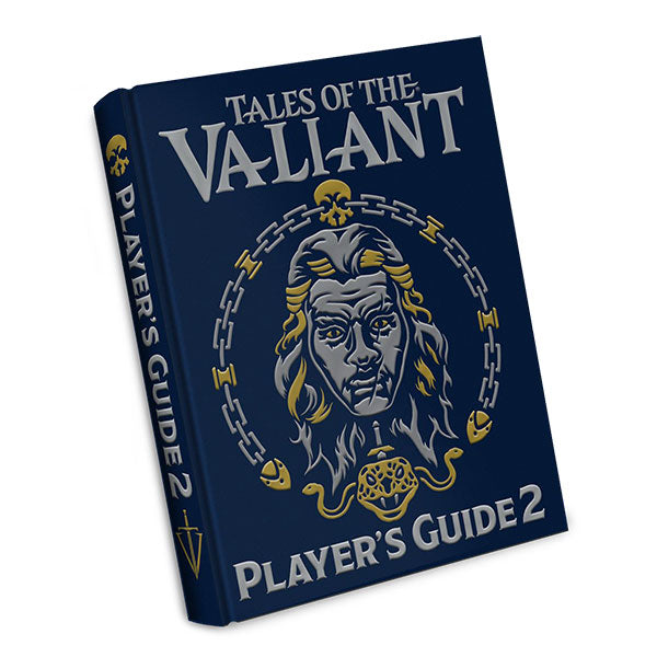Tales of the Valiant: Players Guide 2 Limited Edition, dark blue hardcover with lion face and chain design.