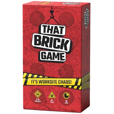 That Brick Game, red box; for ages 8+, 2-8 players, play time 15 minutes; brick stacking game.