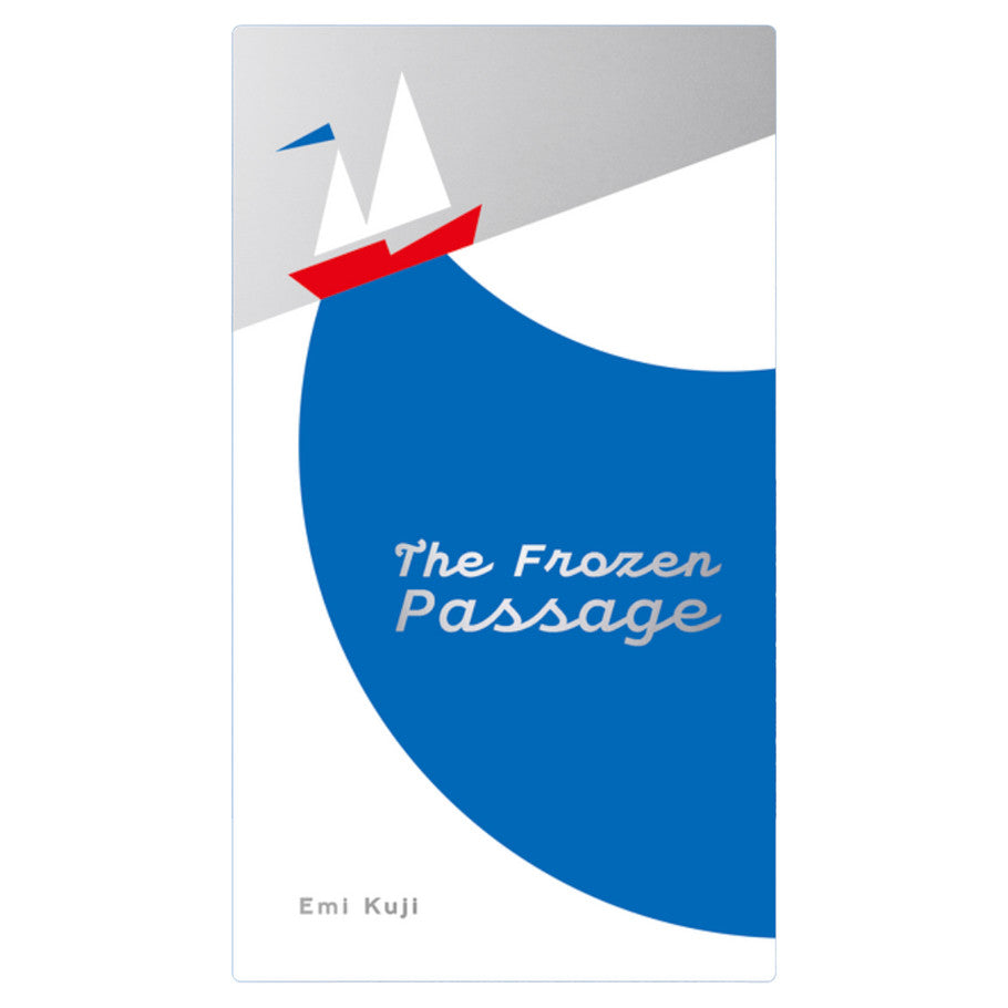 Book cover for “The Frozen Passage” with a red and white sailboat on blue water.