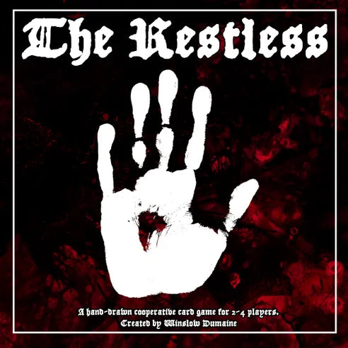 The Restless box art: white handprint on a mottled red background.