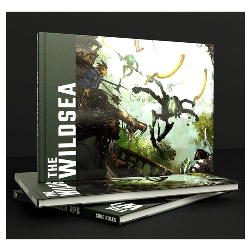 Two copies of The Wildsea tabletop RPG with illustrated covers featuring adventurers and creatures.