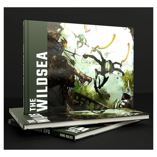 Two copies of The Wildsea tabletop RPG with illustrated covers featuring adventurers and creatures.
