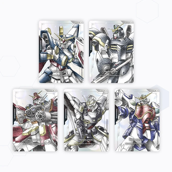[PB01] Gundam Card Game Accessory Set with 5 Gundam Wing cards featuring different armor and weapons.