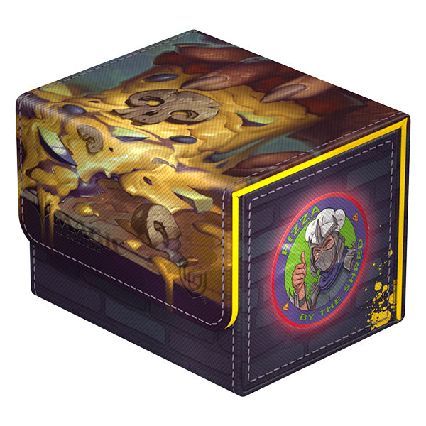 Sidewinder 100+ Xenoskin MTG-TMNT Deck Case with pizza artwork and cartoon pizza chef logo.