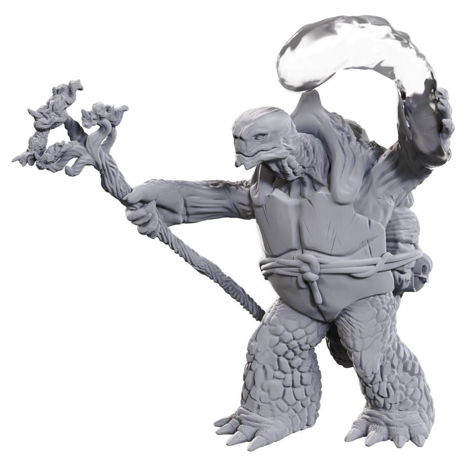 Nolzurs Marvelous Miniatures Tortle Druid figure with staff, water orb, and Wild Shape Giant Lizard.