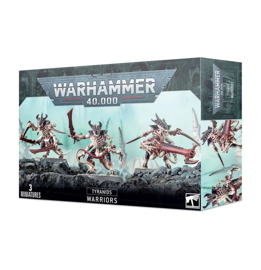 Warhammer 40,000 Tyranids Warriors plastic kit with three Tyranid Warriors and one Tyranid Prime miniatures.