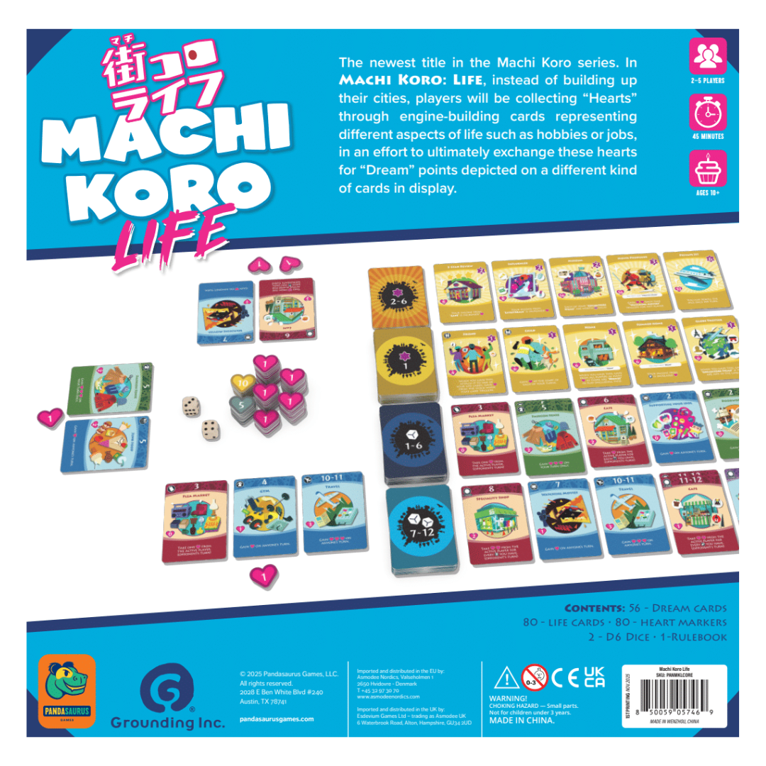 Machi Koro Life components and back