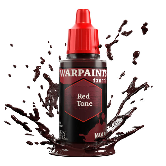 Warpaints Fanatic Wash Red Tone 18ml bottle for miniatures with dark red paint on white background.