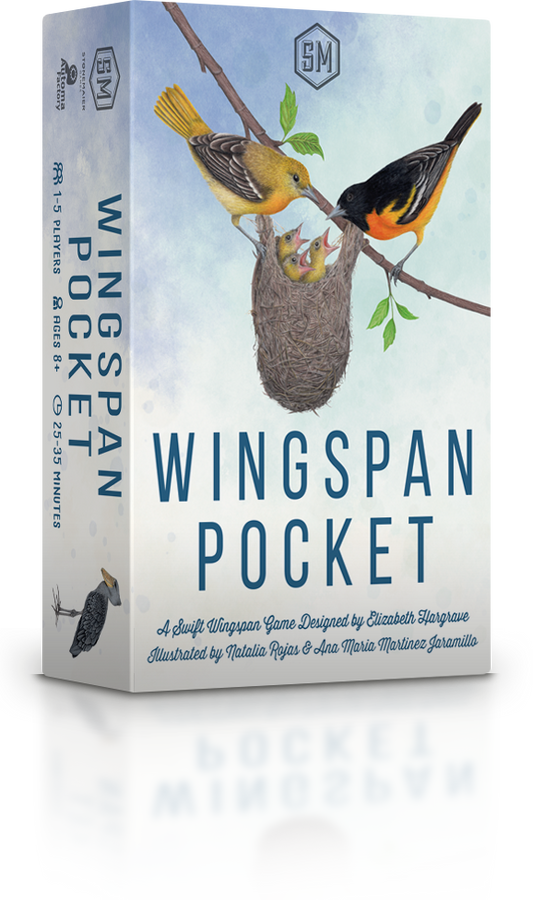 Wingspan Pocket game box featuring birds and nest design.