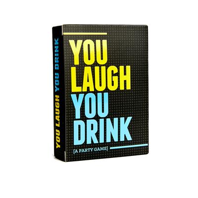 You Laugh, You Drink party game box with black, yellow, and blue text on the cover.